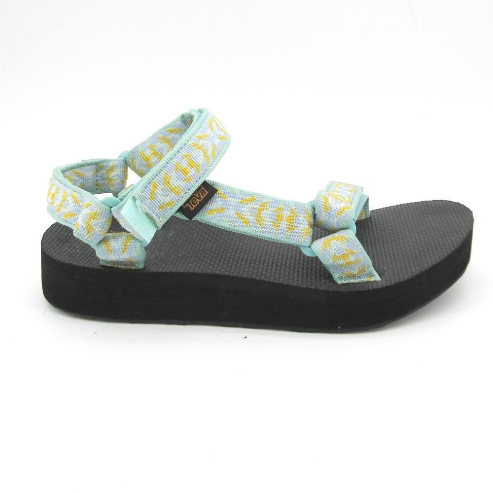 Teva Midform Universal Women 8 Light Blue Yellow Geometric Platform Sandals
